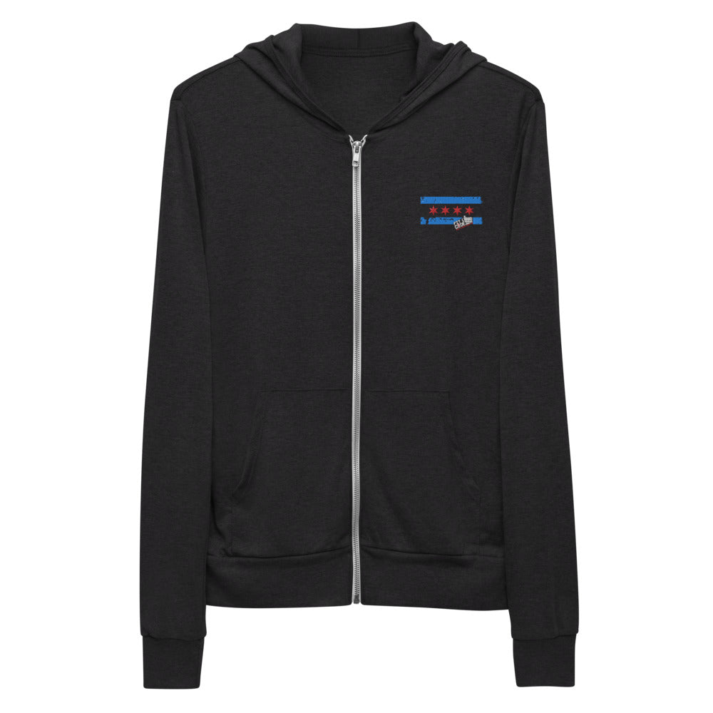 *Chicago - Embroidered Unisex zip hoodie