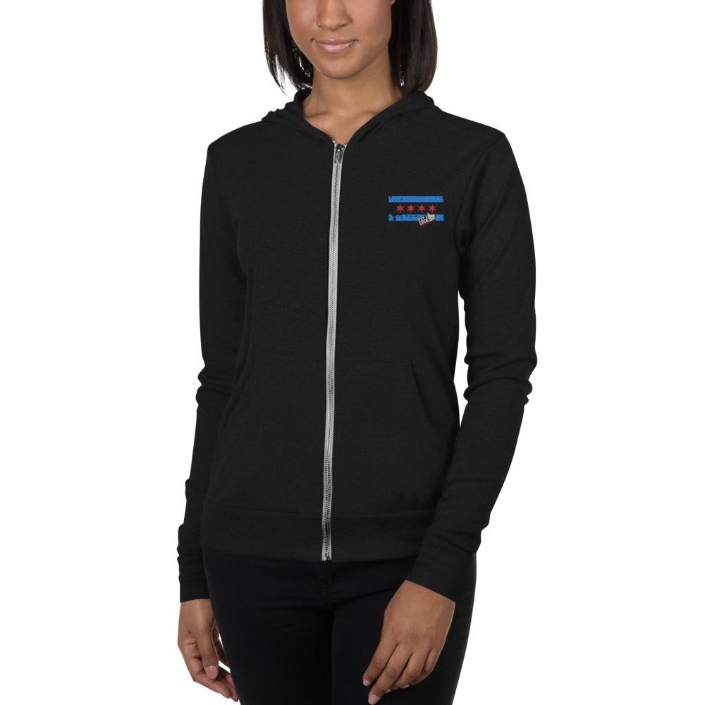 *Chicago - Embroidered Unisex zip hoodie